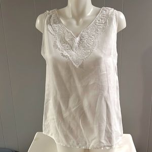 White linen V-neck blouse